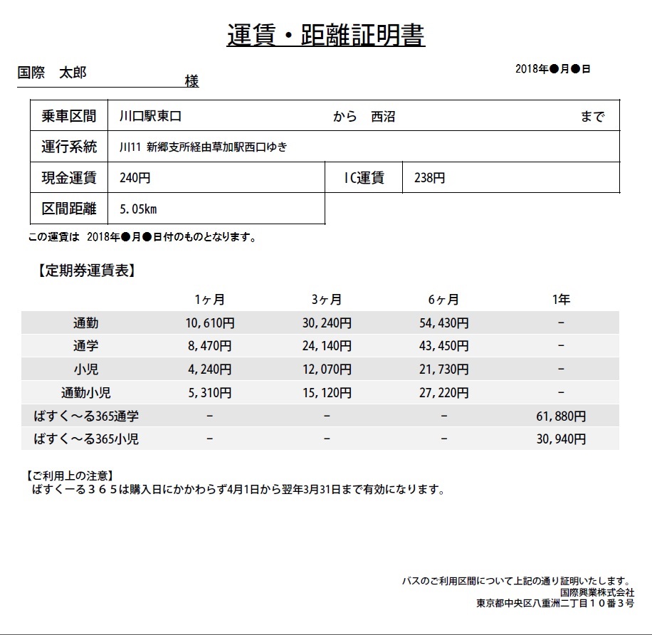 バス 証明 書